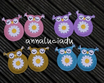 Crochet Owl Coaster Pattern: Flower Motif Applique (PDF Pattern)