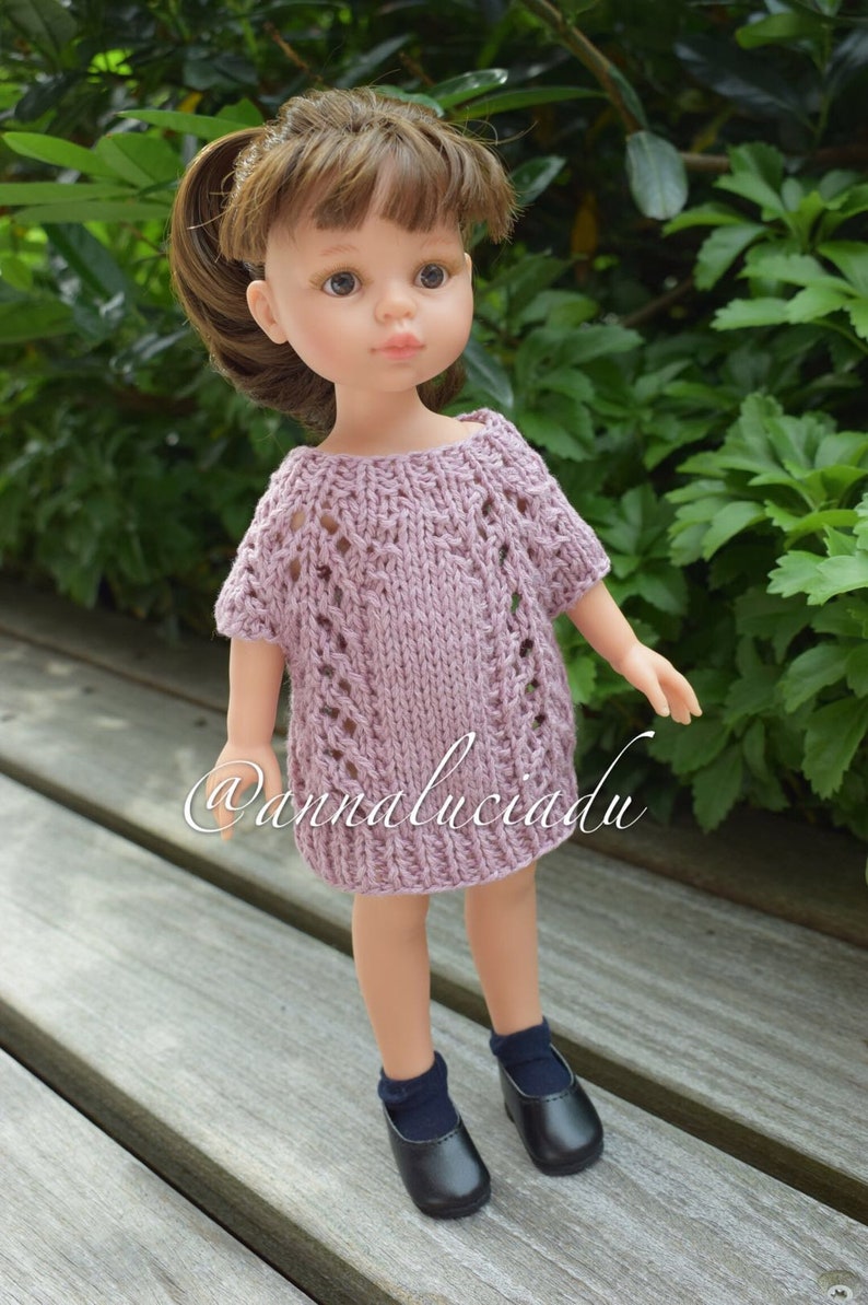 pdf knitting pattern , Paola Reina knitting doll dress for 13in/32cm doll, Knitting Pattern, Knitted Doll Clothes,Dolls Dress Pattern image 3