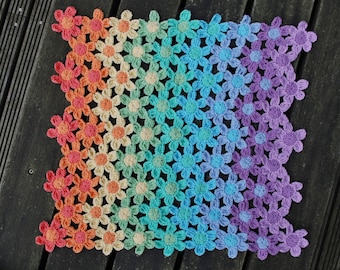 Crochet rainbow, Crochet blanket, rainbow, afghan, crochet patterns, flowers, crochet flowers, flower applique,  PATTERN - INSTANT DOWNLOAD