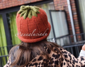 knitting pumpkin hat pattern, knitting hat, kids hat,  sized kids to young adult,  knitting  PDF Instant Download