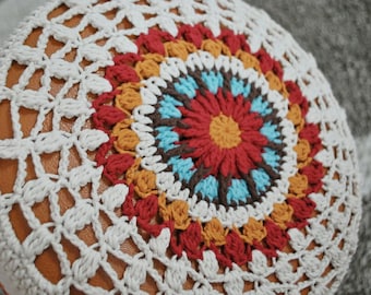 Boho Crochet Stool Cover: Colorful Round Pillow (PDF Pattern)