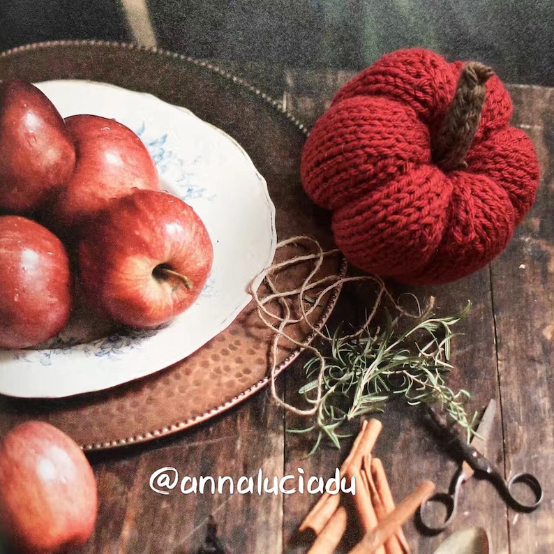 knitting pumpkin in 3 different sizes, knit in the round, knitting pattern, pumpkin amigurumi, knitting PDF Instant Download image 10