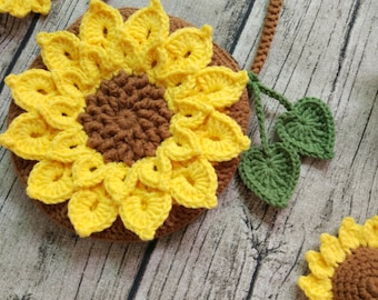crochet sunflower bag, crochet love, sunflower, sunflower purse, PDF Instant Download
