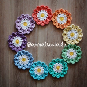 Crochet, crochet flowers, crochet daisy, flower applique, flower blanket, crochet gift, crochet baby, PATTERN INSTANT DOWNLOAD image 3