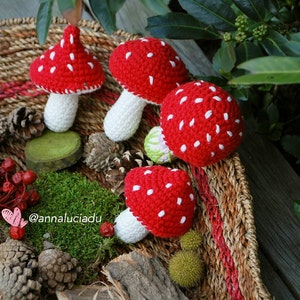 4 different sized toadstool pack, crochet patterns, toadstool pattern, woodland, forest theme, christmas decor,PDF Instant Download image 2