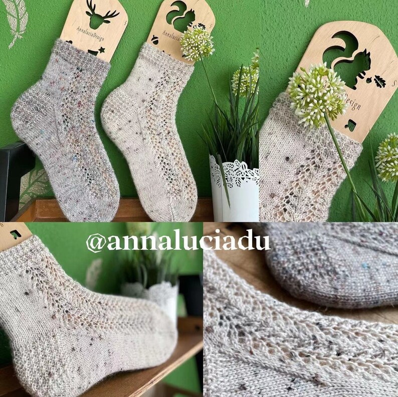 knitting sock pattern, knit lace sock , lace sock pattern, top down lace sock pattern, beginner sock pattern, PDF Instant Download image 2