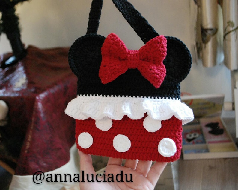 Crochet Minnie mouse, crochet bags, crochet purse, Minnie mouse, bag patterns, crochet bows, crochet minnie bow, PDF Instant Download image 3