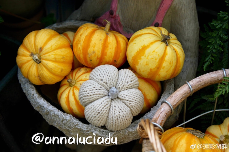 knitting pumpkin in 3 different sizes, knit in the round, knitting pattern, pumpkin amigurumi, knitting PDF Instant Download image 4