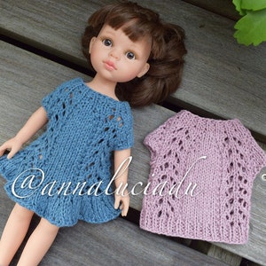 pdf knitting pattern , Paola Reina knitting doll dress for 13in/32cm doll, Knitting Pattern, Knitted Doll Clothes,Dolls Dress Pattern image 2