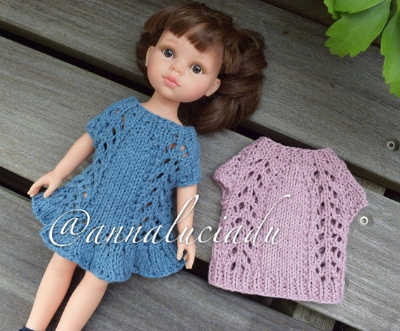 Paola Reina Doll Dress Knitting Pattern, 13in Doll Clothes (PDF