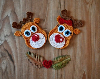 Reindeer Applique,Christmas Applique,Reindeer Applique,Christmas Reindeer,Crochet, Crochet Pattern, Christmas Pattern,  PDF Crochet Pattern