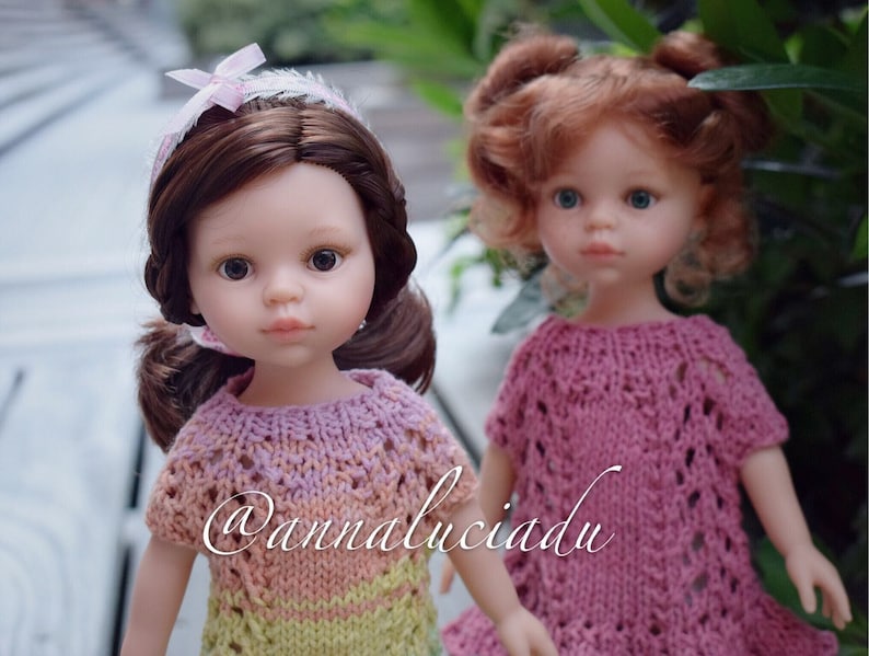 pdf knitting pattern , Paola Reina knitting doll dress for 13in/32cm doll, Knitting Pattern, Knitted Doll Clothes,Dolls Dress Pattern image 4