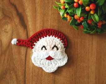 Crochet Santa Clause,Crochet Santa Claus Face, Crochet Christmas Ornament, Handmade Christmas Applique, Santa Applique -PDF Crochet Pattern