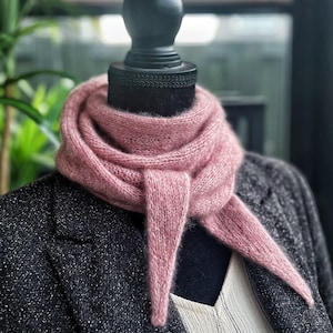 PDF pattern in English, Simple scarf,  knit cashmere  scarf ,  knitting small scarf,  knit triangle scarf  knit bow scarf