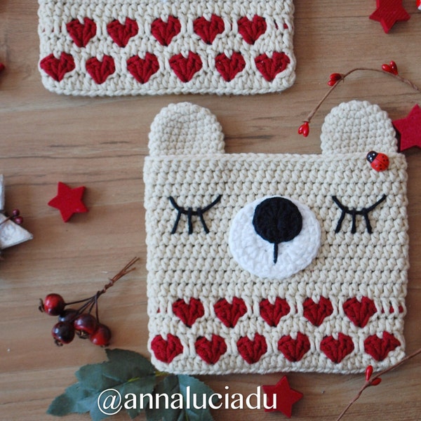 Crochet purse, crochet bear, crochet heart, bear purse, crochet patterns, bear pattern, PDF Instant Download