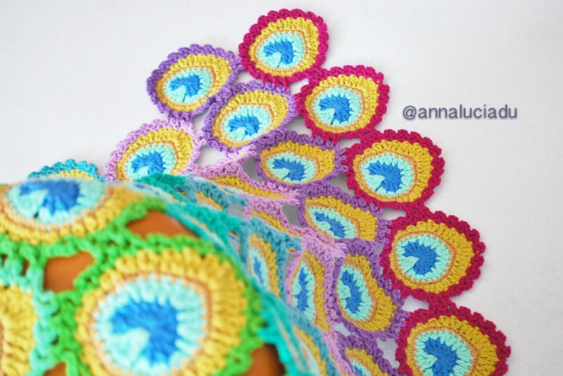 Crochet peacock, crochet blanket, crochet patterns, Peacock Feather Baby Blanket, newborn prop, PDF Instant Downlod image 2