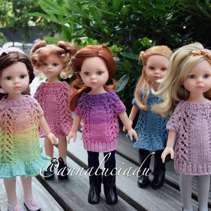 pdf knitting pattern , Paola Reina knitting doll dress for 13in/32cm doll, Knitting Pattern, Knitted Doll Clothes,Dolls Dress Pattern image 5