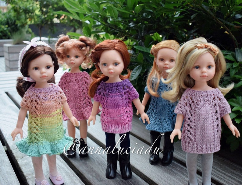 pdf knitting pattern , Paola Reina knitting doll dress for 13in/32cm doll, Knitting Pattern, Knitted Doll Clothes,Dolls Dress Pattern image 5