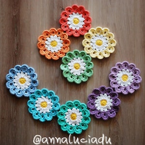 Crochet, crochet flowers, crochet daisy, flower applique, flower blanket, crochet gift, crochet baby, PATTERN INSTANT DOWNLOAD image 1