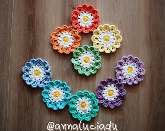 Crochet Daisy Flower Applique Pattern (PDF Pattern)
