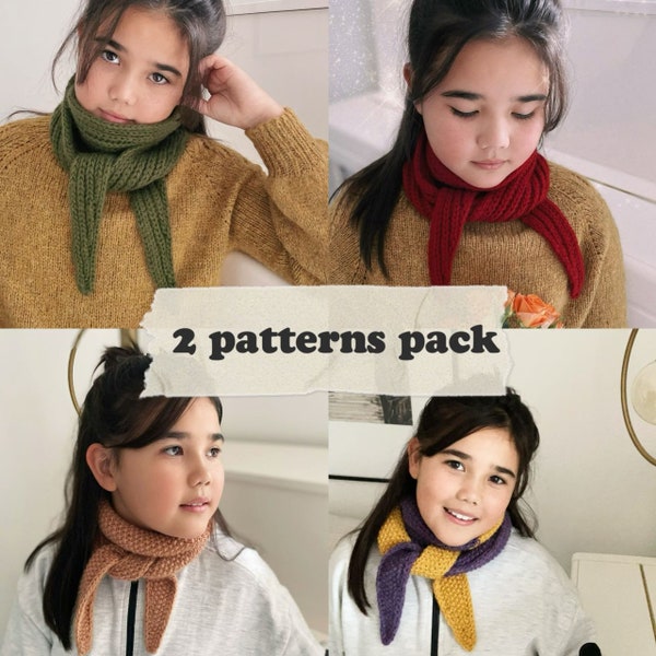 knitting pattern pack,  2  small scarf pattern  pack,  Knitting scarf,  Knitting small scarf,  knitting  gift, knitting  small shawls