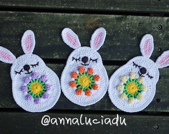 Crochet Easter Bunny Pattern, Tulip Flower Coaster (PDF Download)