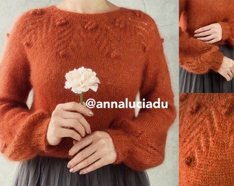 Patrón de suéter de mohair con mangas globo (Descargar PDF)