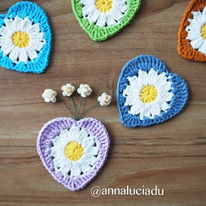 Crochet heart coaster, crochet heart pattern, flower heart, handmade heart, coaster, patterns, crochet daisy. PDF Instant Download