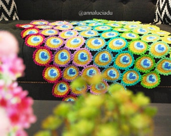 Crochet peacock, crochet blanket, crochet patterns, Peacock Feather Baby Blanket, newborn prop, PDF Instant Downlod