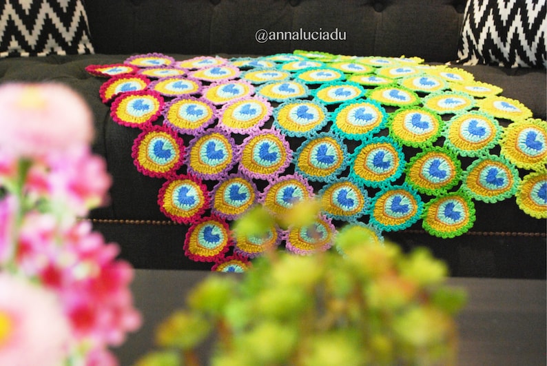 Crochet peacock, crochet blanket, crochet patterns, Peacock Feather Baby Blanket, newborn prop, PDF Instant Downlod image 1