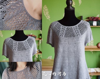 Knit linen top, knit summer top, knit summer T-shirt, summer patterns, summer top pattern, T-shirt pattern PDF Instant Download