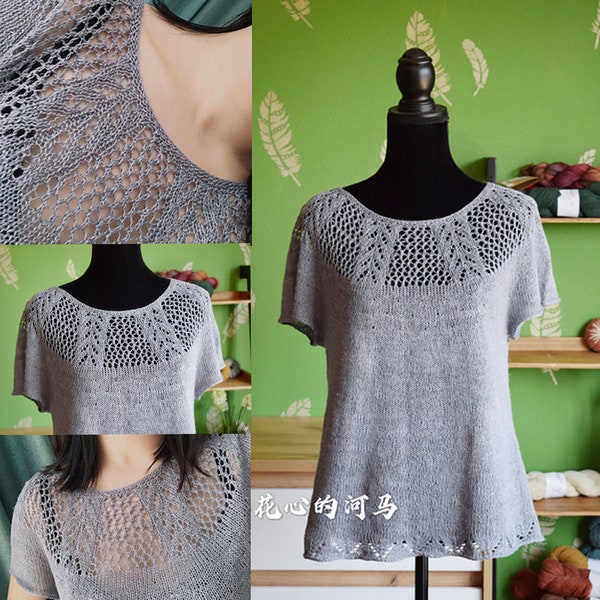 Knit linen top, knit summer top, knit summer T-shirt, summer patterns, summer top pattern, T-shirt pattern PDF Instant Download