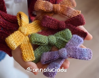 knitted bow, knitting hair accessories, girls bow, bow tie, handmade bows, hand knit bow, kids bow,  PDF Instant Download