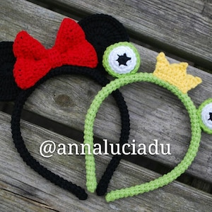 Crochet Minnie Mouse & Prince Frog Headband Patterns (PDF Download)