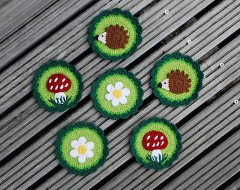 crochet patterns, toadstool pattern, woodland, forest theme, christmas decor, crochet garland, crochet daisy, flowers, PDF Instant Download