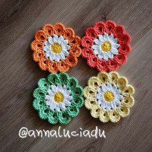 Crochet, crochet flowers, crochet daisy, flower applique, flower blanket, crochet gift, crochet baby, PATTERN INSTANT DOWNLOAD image 4