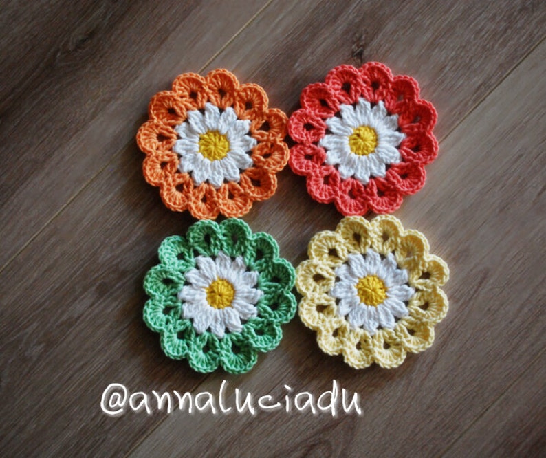 Crochet, crochet flowers, crochet daisy, flower applique, flower blanket, crochet gift, crochet baby, PATTERN INSTANT DOWNLOAD image 4