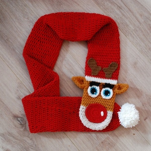 Reindeer Crochet Scarf Pattern, Christmas Animal (PDF Pattern)