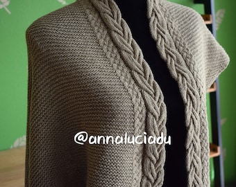 Knitting cable shawl, Triangle Shawl, knitting shawl, shawl pattern, knitting pattern, knitted shawl, knitted cable , PDF Instant Download