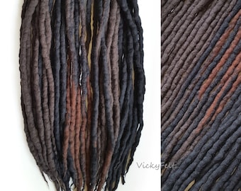 Dreadlocks 15-60 DE Wool Dreads extensions MIX Black-Brown Double Ended dreads 14-18, 18-22, 22-26, 26-29 inches