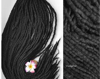 Black wool dreads Full set Dreadlocks DE Double Ended Long Wool Dreads | black wool 14-18, 18-22, 22-26, 26-29 inches