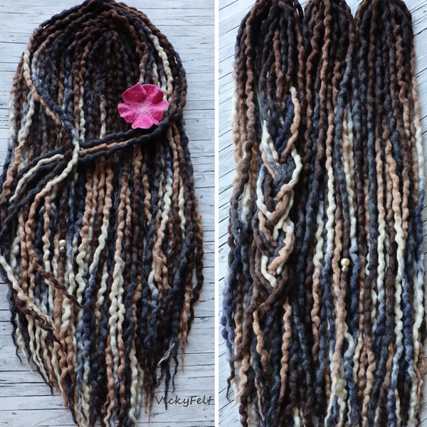 Wool dreads Dreadlocks Dreadlocks Ombre Brown roots 10 DE to full set "Hawk-2"