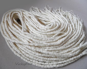 DE Wool Dreads Dreadlocks Double Ended Full set Milk white Ivory 10-80 #1 natural white wool 14-18, 18-22, 22-26, 26-29 inches