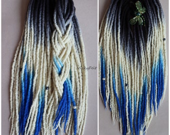 Wolle Dreads Set 10/20/30/40/60 DE Schwarz Blau Weiß Dreadlocks Ombre dreads Verlängerungen DE Dreadlocks 14-18, 18-22, 22-26, 26-29 zoll