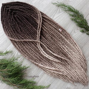 Wool dreads extensions Ombre Dark brown roots to Ashe brown Dreadlocks DE Wool Dreads Full set Double Ended "Latte" 15 DE to 60 DE