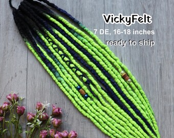 Neon Wool Dreadlock Ponytail, Ponytail Dreads, Hair Tie - 7 DE, 16-18 inch, UV Halloween