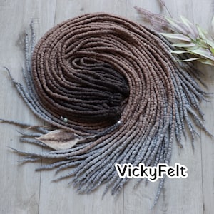 Wool dreads extensions Ombre Dreadlocks DE Dreads Double Ended &quot;Hoarfrost&quot; 15 DE to Full set