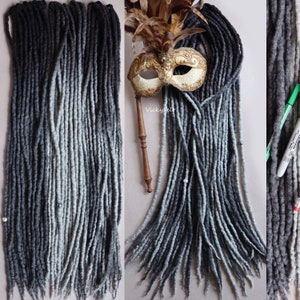 Wool Dreads extensions Ombre 15 DE to full set Wool Dreads &quot;Graphite&quot;, сhoose length from 14 to 29 inches