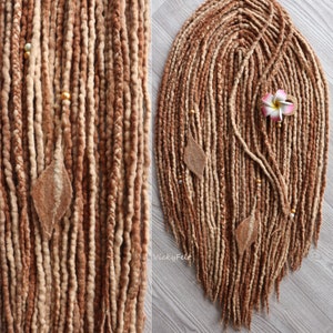 23-26 Wolle Dreads Erweiterungen Dreadlocks 10 bis 50 DE Doppelendige Dreads Einzigartige set sofort versandfertig. Schattierungen von beige und braun Bild 9