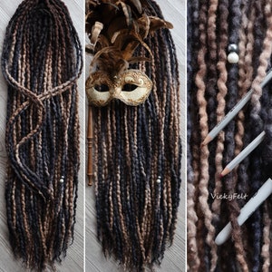 10 DE to full set Wool dreads Dreadlocks Dreadlocks Ombre Brown roots &quot;Flight of bird&quot;